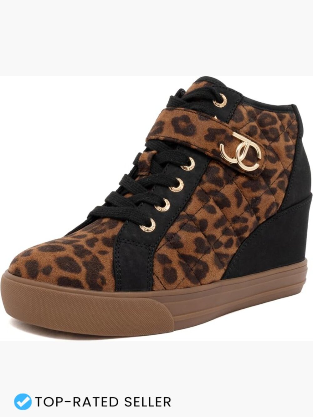 High Top Platform Wedge Sneakers Quilted Faux Leather Ankle Strap Casual Chic